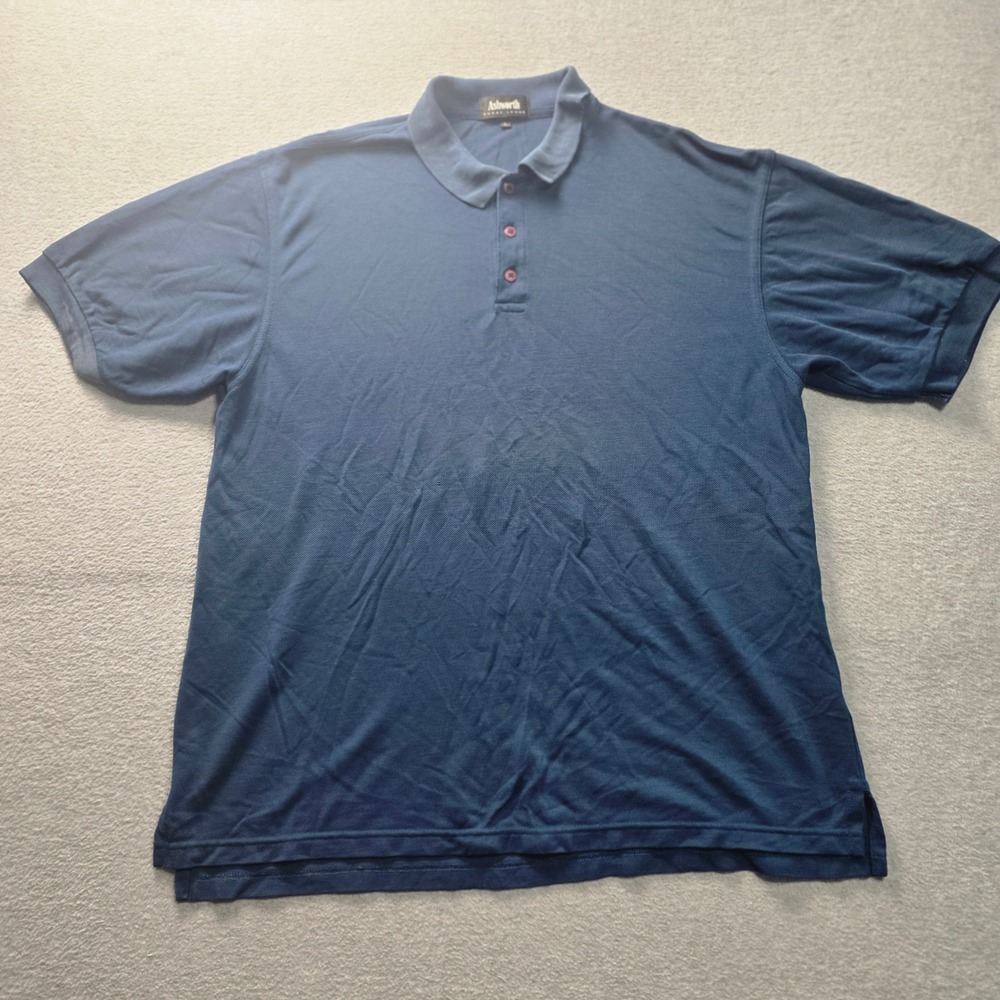 Golf Polo Shirt Mens Large Navy Blue Short Sleeve Ashworth Harry Logan Casual